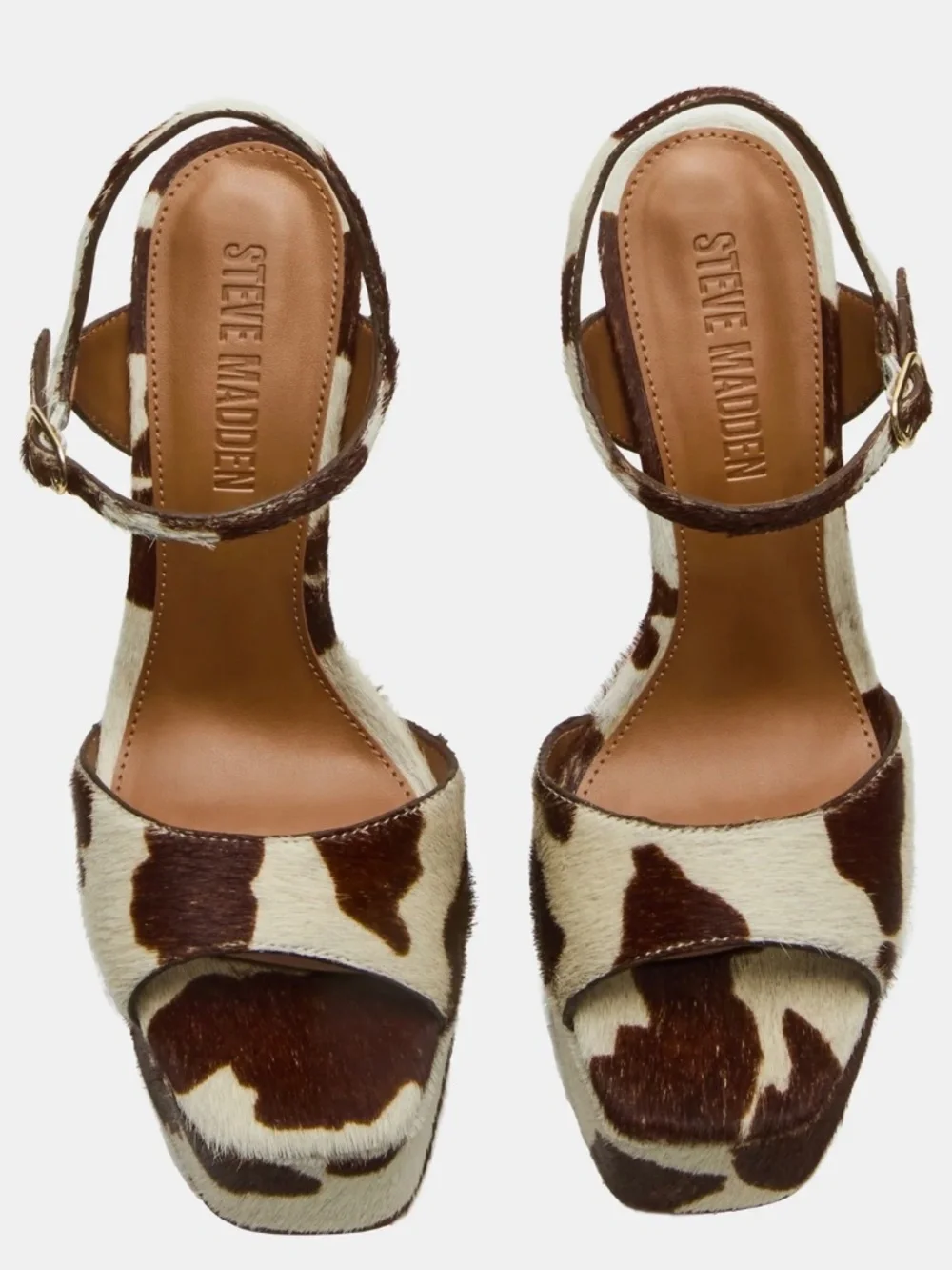 Cologne Cow Print Calf Hair Platform Dress Sandals
